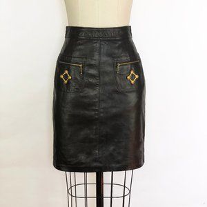 Real Leather Fitted Skirt